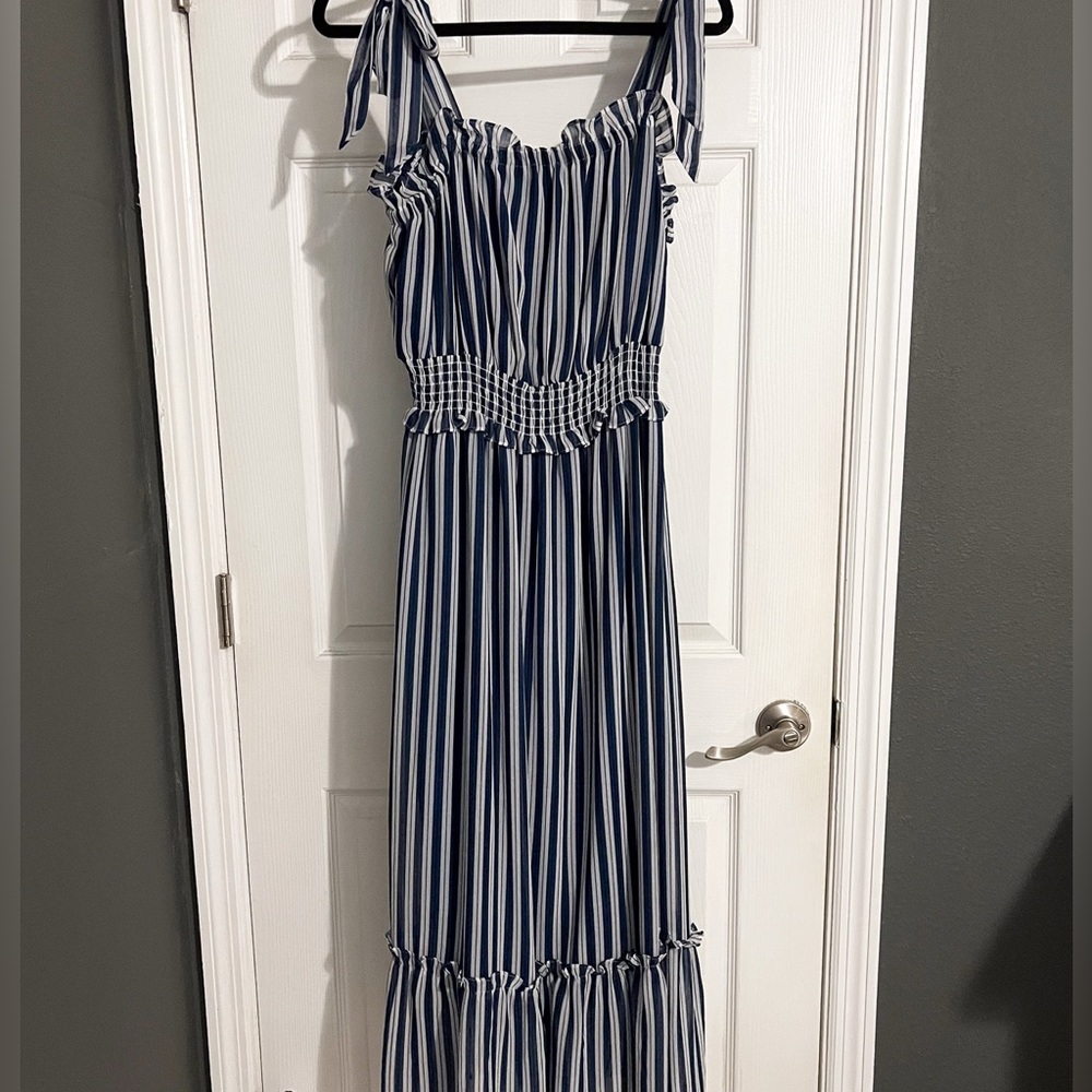 Who What Wear Blue and White Striped Dress